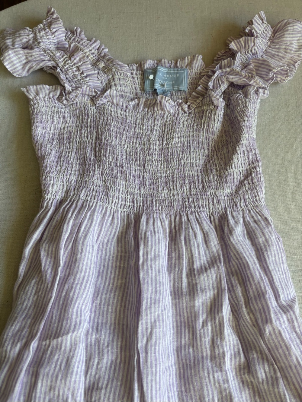 Hill House Home The Goldie Nap Dress Purple Gingham 100% Linen Midi Size M - Picture 4 of 9